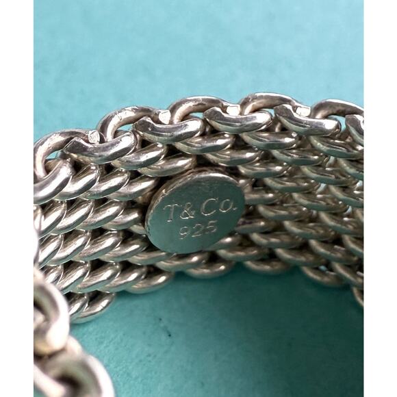 Tiffany & Co Silver Wide Mesh Somerset Woven Band Ring 5.75 - Picture 12 of 12